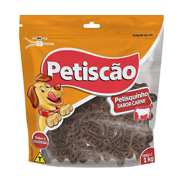 Petisquinho Petiscão para Cães Adultos Sabor Carne 1kg