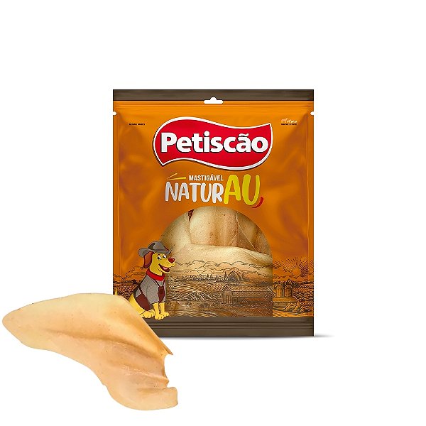 Osso Petiscão Orelha Bovina Natural para Cães 5 Unidades