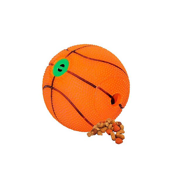 Brinquedo Bola de Basquete Petisco com Som para Cães 10,5cm