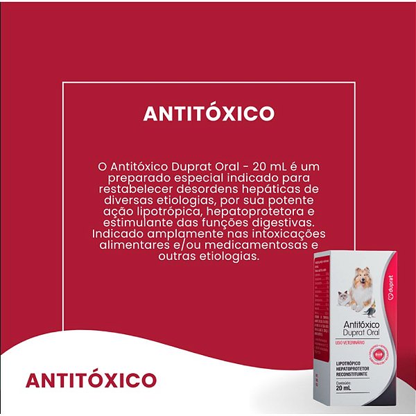 Antitóxico Duprat Solução Oral 20ml Proteção e Saúde Pet