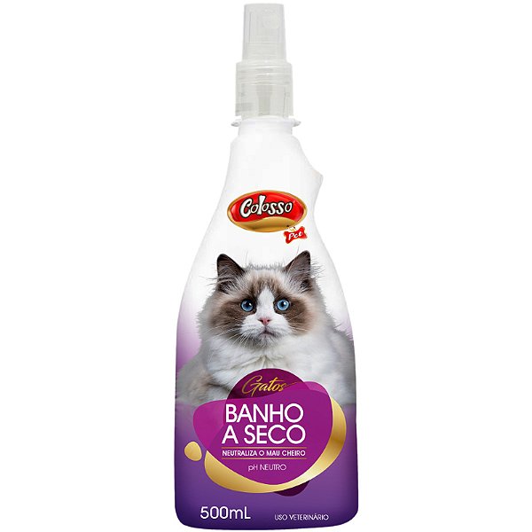 Banho à Seco Colosso Pet para Gatos 500ml Limpeza Prática