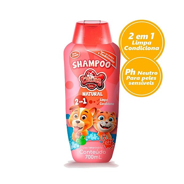 Shampoo Natural 2 em 1 para Cães 700ml Ph Neutro CatDog&Cia