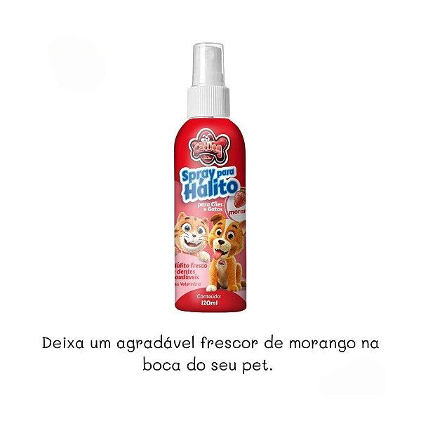 Spray para Hálito de Pets Sabor Morango 120ml  Refrescante