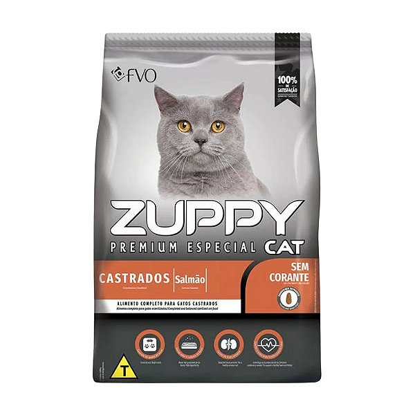 Ração Seca Zuppy para Gatos Adultos Castrados Salmão 10,1kg