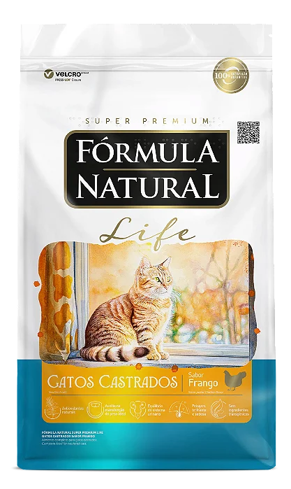 Ração Fórmula Natural Life Gatos Adultos Castrados Frango 7Kg