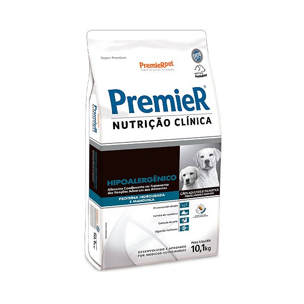 PREMIER NUTRICAO CLINICA CAO HIPOALERGENICA PROT HIDRO MANDIOCA MED/GRD PORTE 10,1 KG