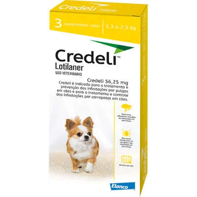 Credeli Tab 56,25mg Antipulgas 3 Comp Cães de 1,3 a 2,5kg