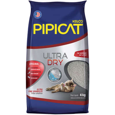 Areia Higiênica Gatos Pipicat Ultra Dry 4kg Super Absorção