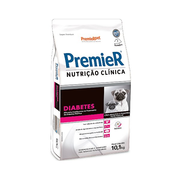 Ração Premier Nutrição Clínica Diabetes Cão Adulto e Filhote Porte Pequeno 10,1kg