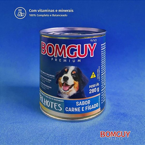 Patê em Lata Bomguy para Cães Filhotes Sabor Carne e Fígado 280gr