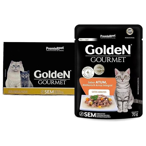 Ração Úmida Sachê Golden Gourmet 70g Gato Adulto Sabor Atum