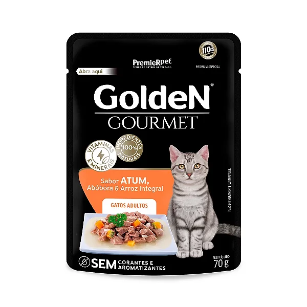Ração Úmida Sachê Golden Gourmet 70g Gato Adulto Sabor Atum