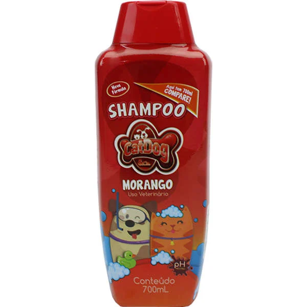 Shampoo de Morango para Pets Ph Neutro 700ml da CatDog&Cia
