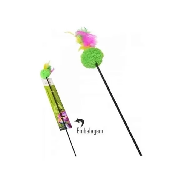 Varinha Pompom Penas 50Cm