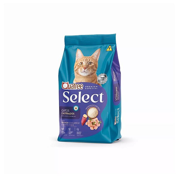 Ração Quatree Select para Gatos Castrados Sabor Frango e Arroz 3kg