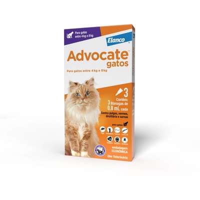 Antipulgas e Vermífugo Advocate Elanco para Gatos de 4 a 8kg 0,8ml Econômico