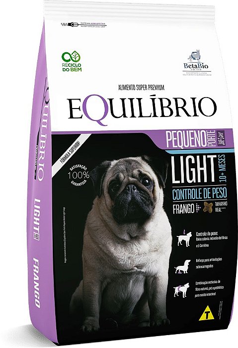EQUILIBRIO CAES PORTE PEQUENO ADULTO LIGHT FRANGO 12KG
