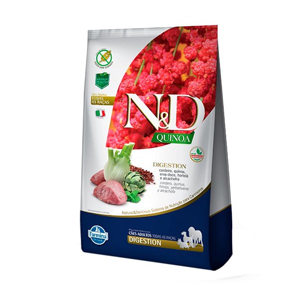 Ração Quinoa N&D para Cães Adultos Digestion Sabor Cordeiro 800g