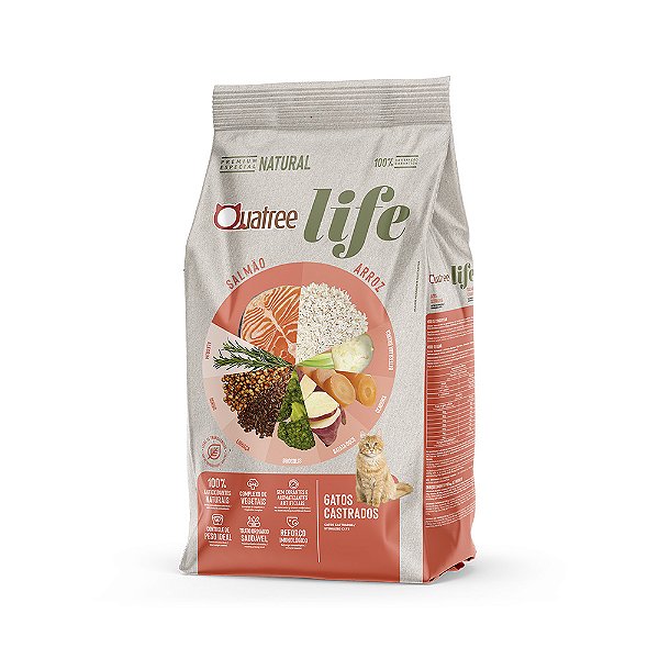 QUATREE LIFE GATOS CASTRADOS SALMAO E ARROZ 1KG