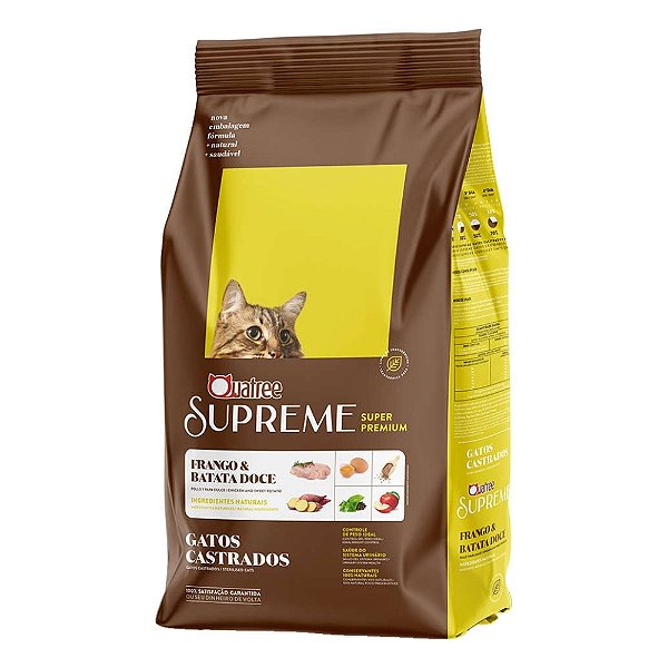Ração Quatree Supreme Gatos Castrados Frango e Batata Doce 500g