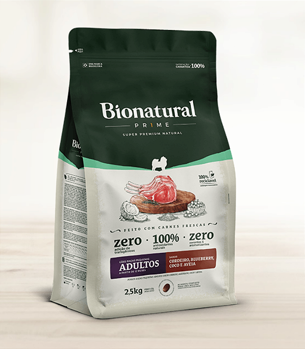 Ração Bionatural Prime Cão Raça Pequena Adulto Cordeiro 2.5Kg