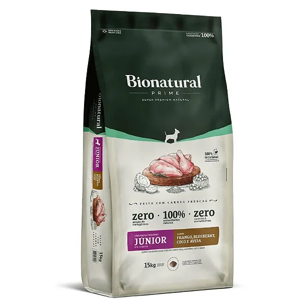 BIONATURAL PRIME CAES RP JUNIOR FRANGO 15KG