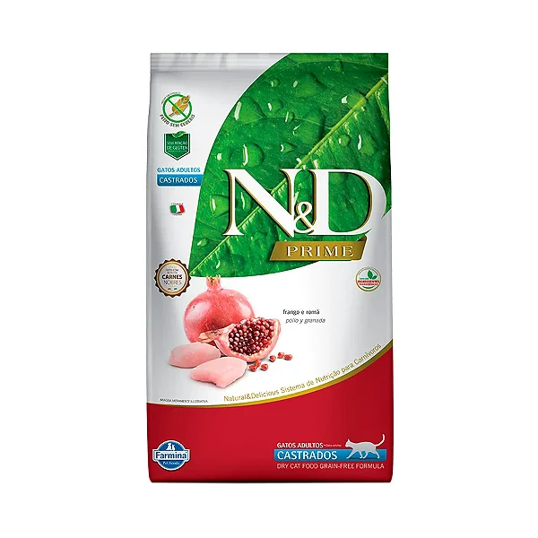 Ração Farmina N&D Prime Gatos Castrados Frango e Romã 7,5kg