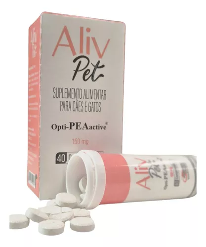 Suplemento Alimentar Aliv Pet 150mg Cão Gato 40 Comprimidos