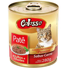 Ração Úmida Patê em Lata Colosso para Gatos 280g Sabor Carne