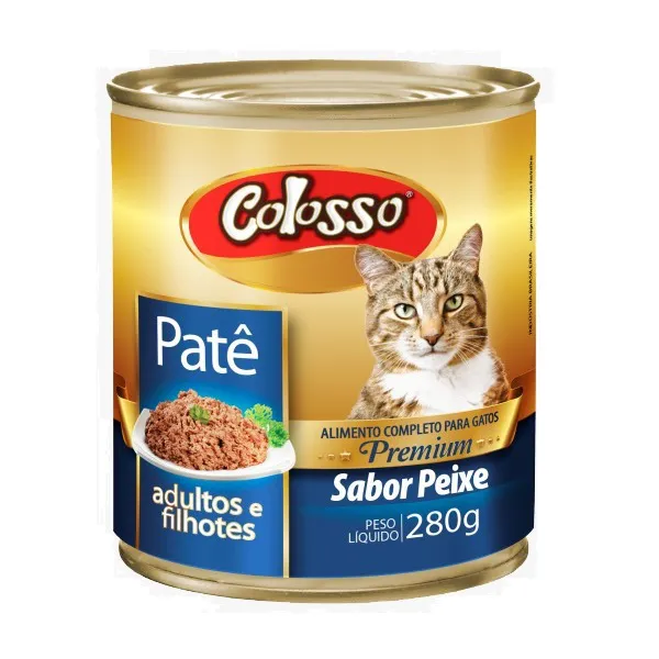 Ração Úmida Patê em Lata Colosso para Gatos 280g Sabor Peixe