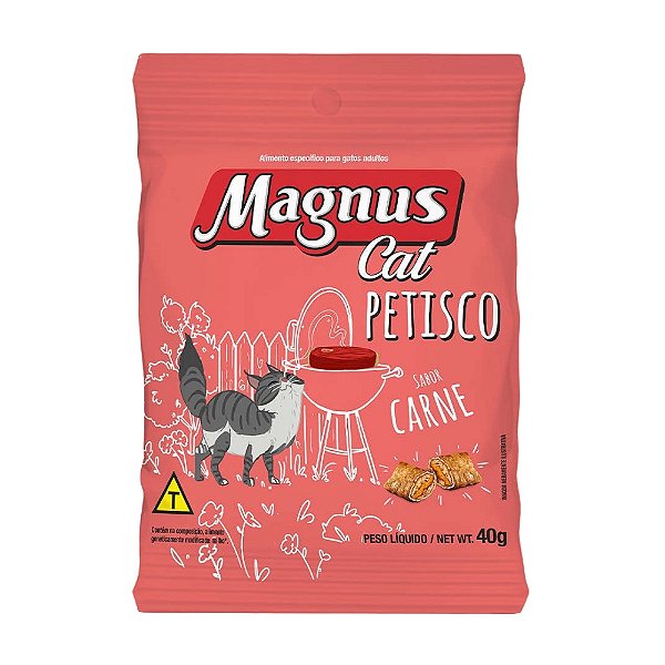 Petisco Magnus Cat Sem Corantes Para Gatos Sabor Carne 40g