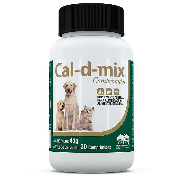 Cal-D-Mix Suplemento Pet 30 Comprimidos para Ossos Fortes