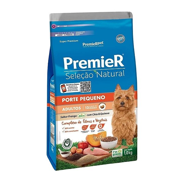 Ração Seleção Natural Premier Cão Adulto Raça Peq Frango Chia Quinoa 1kg