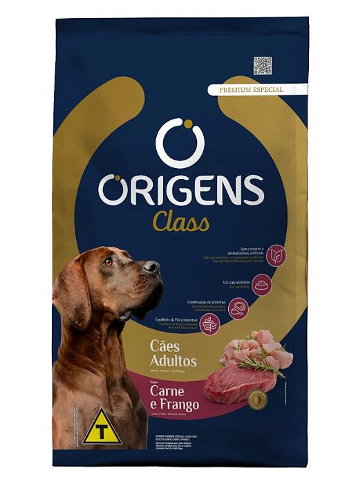 Ração Origens Class Carne e Frango para Cães Adultos 10,1kg