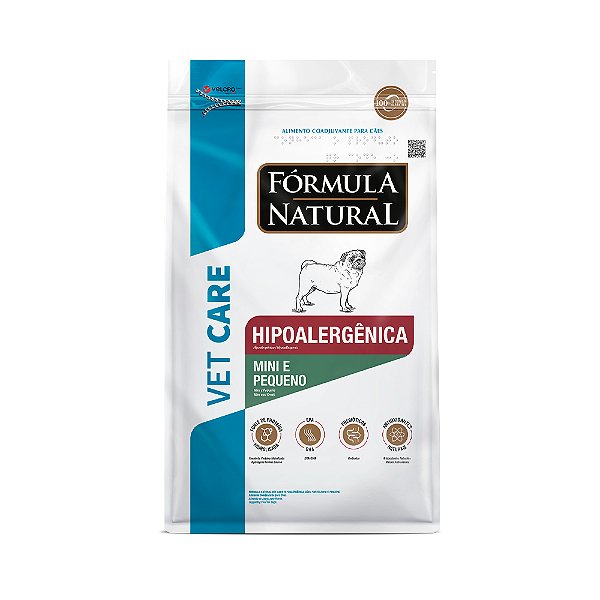 RAÇÃO FÓRMULA NATURAL VET CARE HIPOALERGÊNICA CÃO MINI E PEQUENO