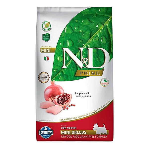 RAÇÃO N&D PRIME PARA CÃES ADULTOS MINI FRANGO E ROMÃ