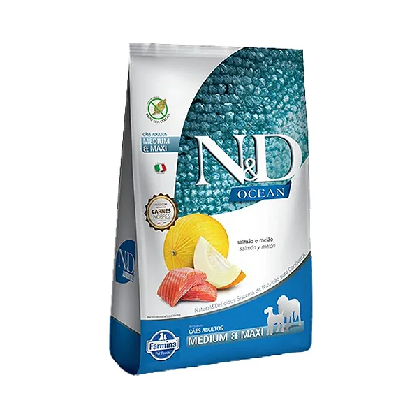 Ração N&D Ocean Salmão Cães Adultos Raças Médias e Grandes 10,1kg