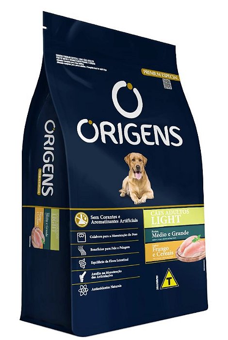 Ração Origens Cães Light Raças Médias e Grandes Frango 15kg