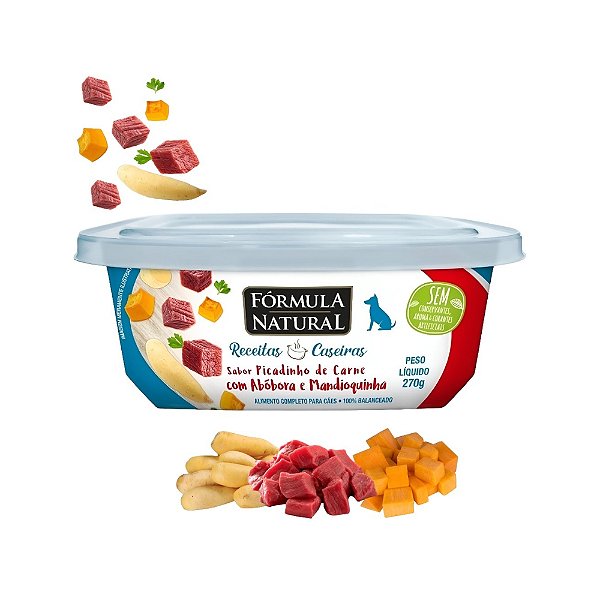 Patê Fórmula Natural Receitas Caseiras Cães Adultos Picadinho de Carne 270g