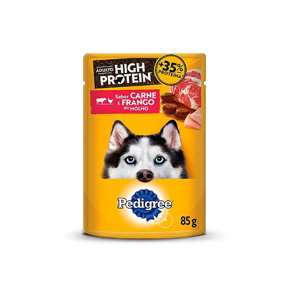 Ração Úmida Pedigree High Protein para Cães Adultos Sabor Carne e Frango 85g