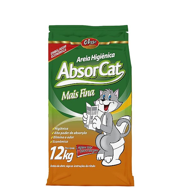 Absorcat Ultra Fina Colosso 12kg Areia Higiênica para Gatos