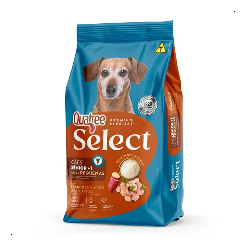 Ração Quatree Select Cães Sênior Pequenos Frango +7 Anos 10,1kg