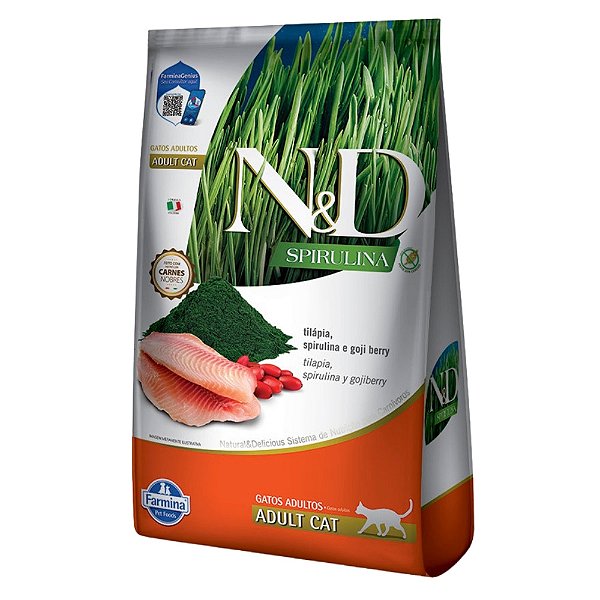 Ração Farmina N&D Spirulina Gatos Adultos Sabor Tilápia 7kg