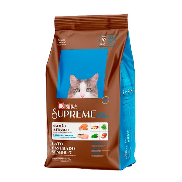 Ração Quatree Supreme para Gatos Sênior +7 Salmão e Frango 10.1kg