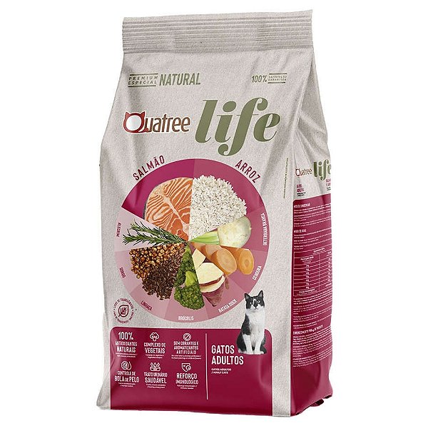 Ração Quatree Life para Gatos Adultos Salmão e Arroz 3kg