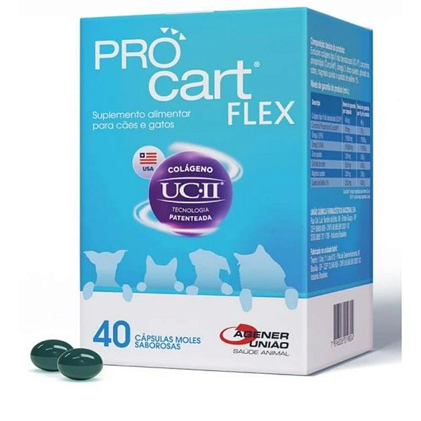 Procart Flex 40 Cápsulas Suporte Articular para Cães e Gatos