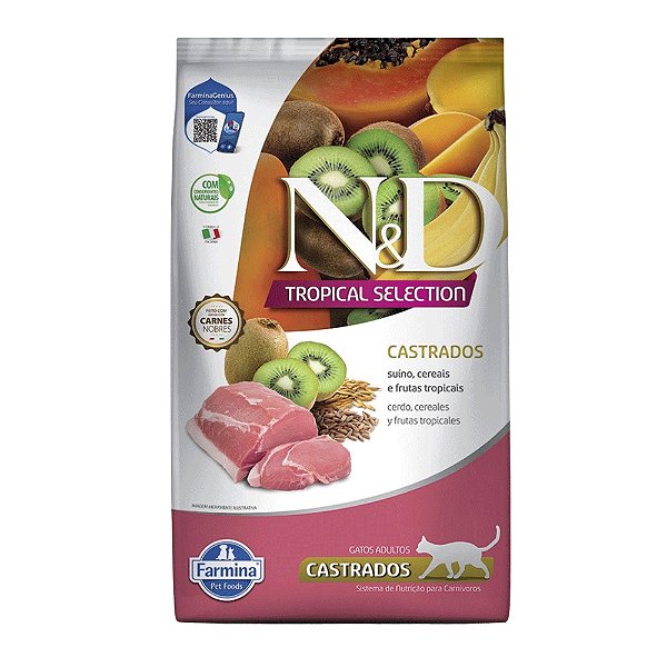 Ração ND Tropical para Gatos Adultos Castrados Sabor Suíno 7kg
