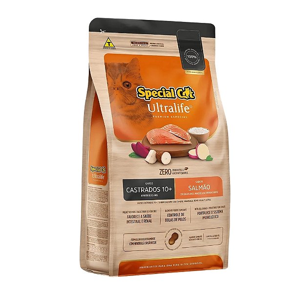 Ração Special Cat Ultralife para Gatos Castrados 10+ Salmão 10,1kg