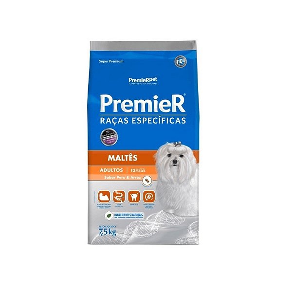 Ração Premier Raças Específicas Maltês Cães Adultos 7,5kg
