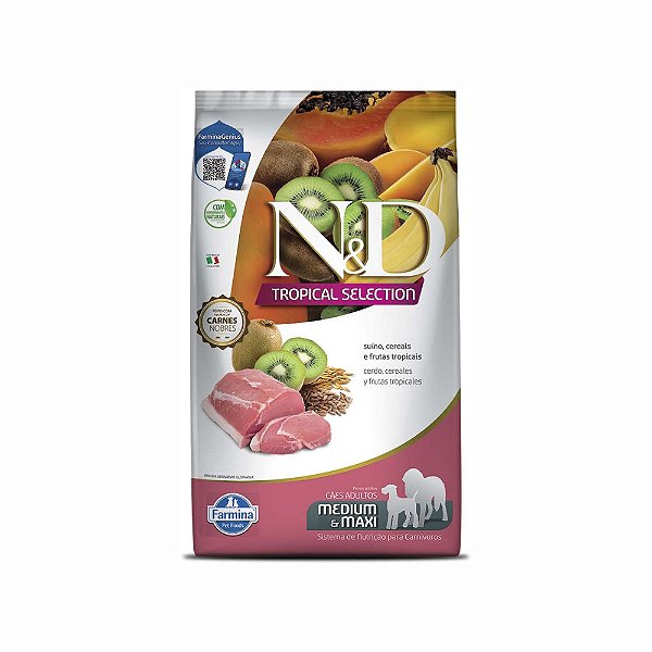 Ração N&D Tropical Selection para Cães Adultos de Porte Médio e Grande Suíno 2,5kg